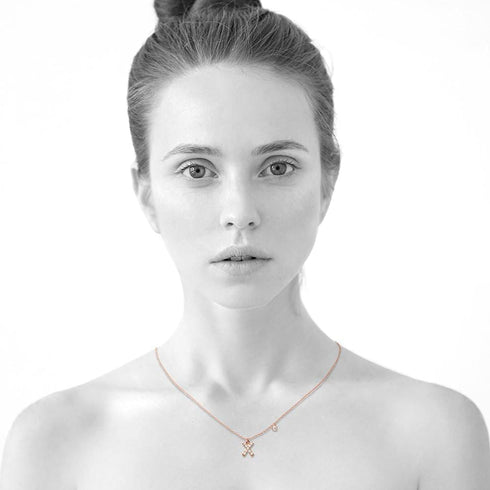 Solid 925 Sterling Silver Initial Crystal Personalised Alphabet Letter Necklace Rose Gold Filled